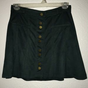 Green suede skirt